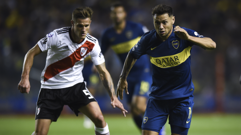 Duel din timpul meciului Boca Juniors - River Plate, Superliga, Argentina